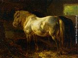 Horses Canvas Paintings - Feeding the Horses in a Stable